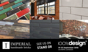 Imperial Bricks will be exhibiting at 100% Design 2018